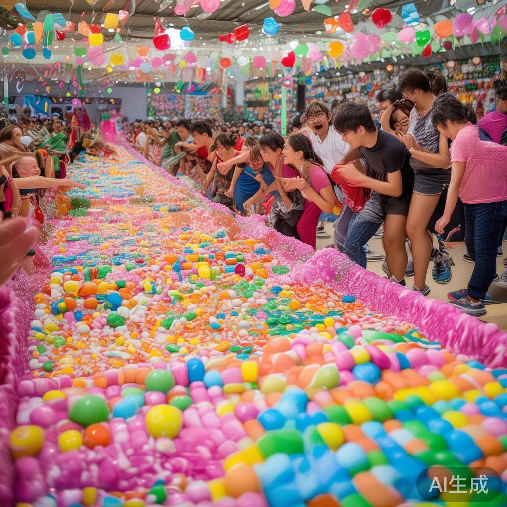 此外，丰富的糖果闯关游戏成为现场的最大亮点。参与者