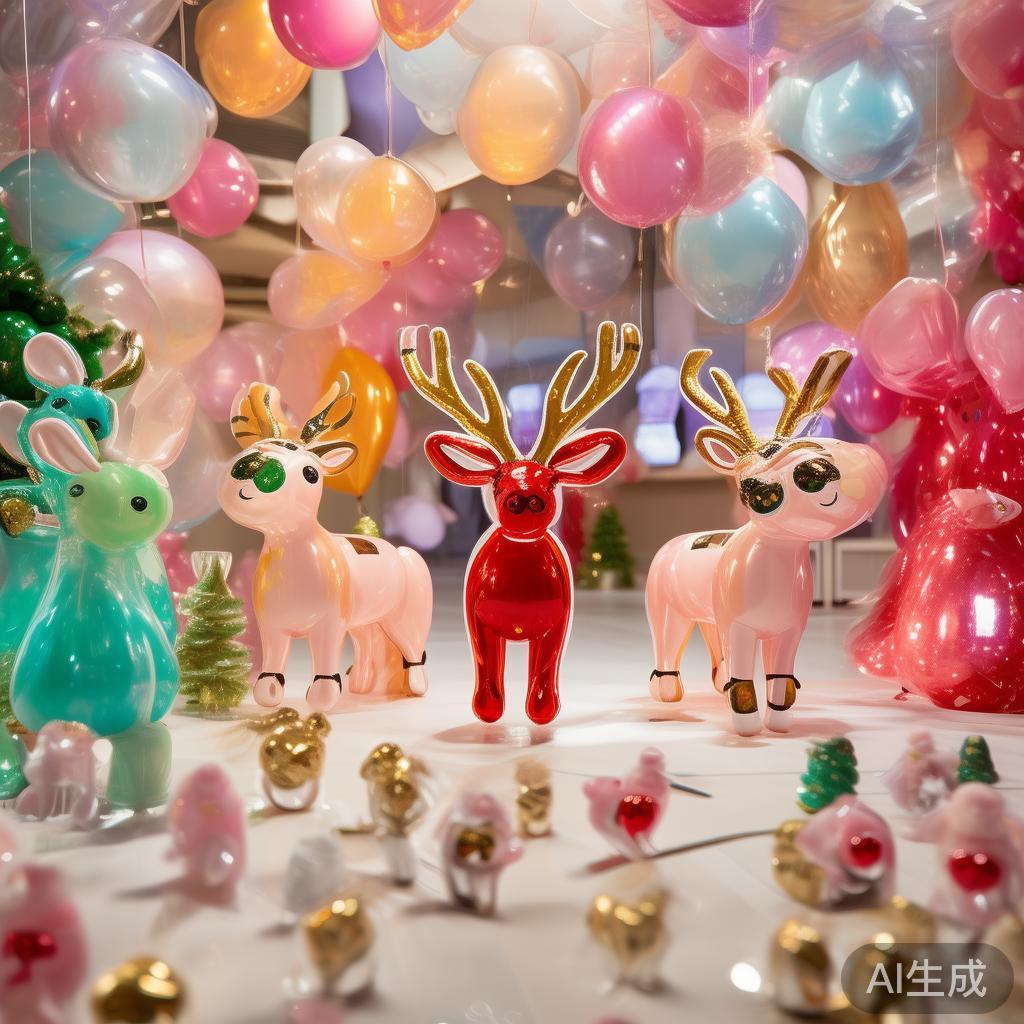糖果派对中的萌趣麋鹿大集合:精彩绝伦的甜蜜盛宴 在实际布置中,商家和家庭纷纷推出各式各样的麋鹿造型